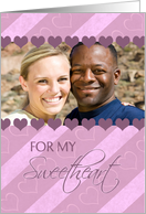 Happy Valentine’s Day Sweetheart Photo Card - Purple & Pink Hearts card