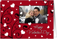 Happy Valentine’s Day Photo Card - Swirls & Hearts card