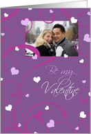Be my Valentine Photo Card - Purple Swirls & Hearts card