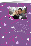 Happy Valentine’s Day Sweetheart Photo Card - Purple Swirls & Hearts card