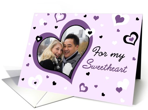 Happy Valentine's Day Sweetheart Photo Card - Purple Hearts card