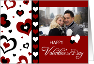 Happy Valentine’s Day Photo Card - Red, Black, and White Hearts card