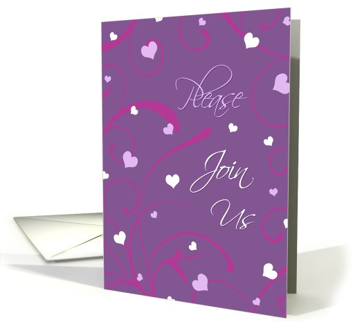 Valentine's Day Wedding Invitation Card - Purple and White Hearts card