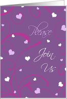 Valentine’s Day Party Invitation Card - Purple and White Hearts card