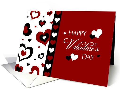 Happy Valentine's Day Teacher Card - Red, Black & White Hearts card