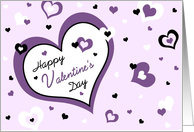 Happy Valentine’s Day for Co-Worker Card - Purple, Black & White Hearts card