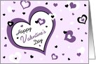 Happy Valentine’s Day for Co-Worker Card - Purple, Black & White Hearts card