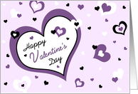 Happy Valentine’s Day for Babysitter Card - Purple, Black & White Hearts card