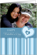 Happy Valentine’s Day Photo Card - Blue Stripes card