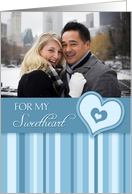 Happy Valentine’s Day Sweetheart Photo Card - Blue Stripes card