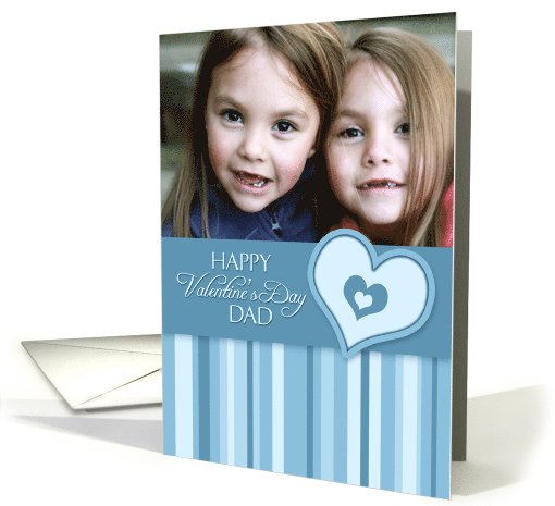 Happy Valentine's Day for Dad Photo Card - Blue Stripes card (731882)