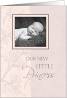 New Baby Girl Announcement Photo Card - Pink Floral card