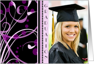 Graduation Announcement Photo Card - Black & Lavender Swirls card