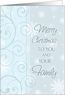New Adoptive Parents Christmas Card - Blue Snow & Swirls card