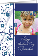 Happy Mother’s Day for Grandma Photo Card - Blue Floral card