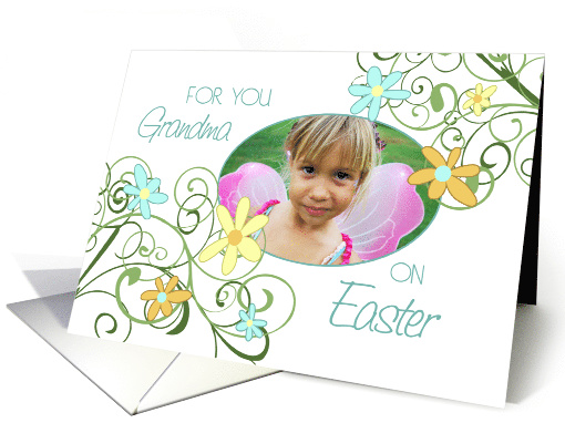 Happy Easter Grandma Photo Card - Garden Floral card (734730)