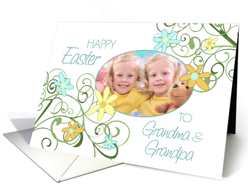 Happy Easter Grandparents Photo Card - Garden Flowers card (734732)