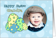 Happy Easter Grandpa Photo Card - Blue Easter Eggs card