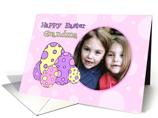Happy Easter Grandma Photo Card - Pink Easter Eggs card (734926)