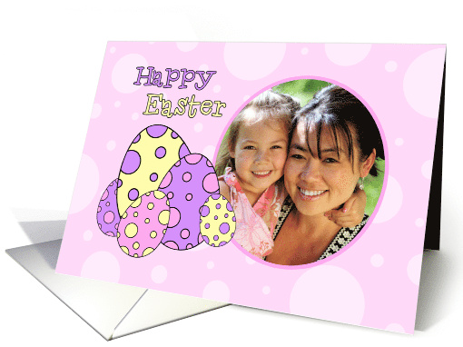 Happy Easter Photo Card - Pink Easter Eggs card (734929)