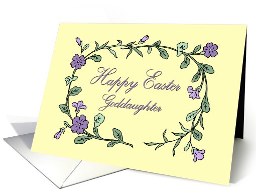 Happy Easter for Goddaughter Card - Yellow & Purple Flowers card