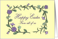 Happy Easter from All of Us Card - Yellow & Purple Flowers card