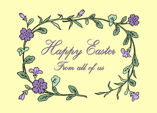 Business Happy Easter from All of Us Card - Yellow & Purple Flowers