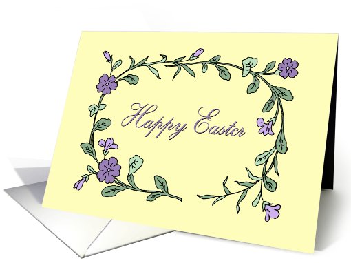 Happy Easter Card - Yellow & Purple Flowers card (734990)