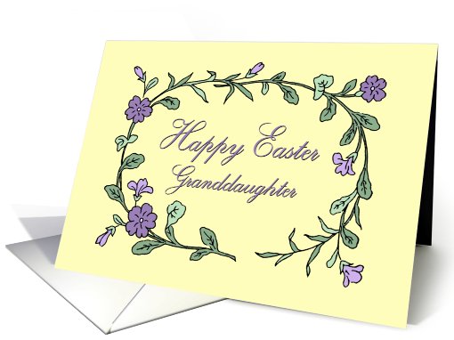 Happy Easter Granddaughter Card - Yellow & Purple Flowers card