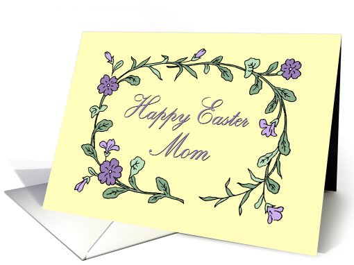 Happy Easter Mom Card - Yellow & Purple Flowers card (734996)