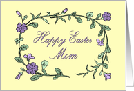 Happy Easter Mom Card - Yellow & Purple Flowers card