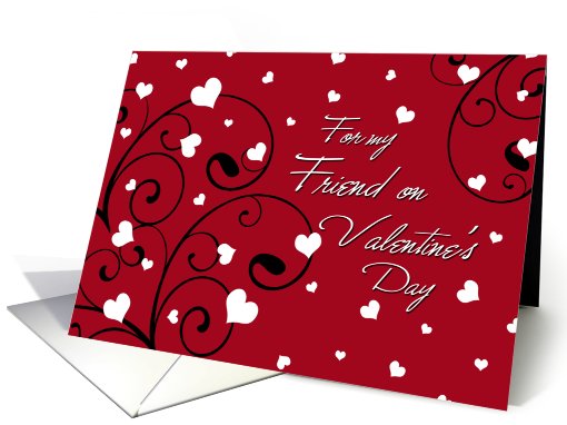 Happy Valentine's Day Friend Card - Red Hearts & Swirls card (735009)