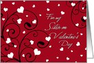 Happy Valentine’s Day Sister Card - Red Hearts & Swirls card