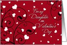 Happy Valentine’s Day Daughter Card - Red Hearts & Swirls card