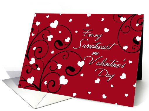 Happy Valentine's Day for Girlfriend Card - Red Hearts & Swirls card