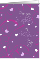 Happy Valentine’s Day for Girlfriend Card - Purple Hearts & Swirls card
