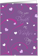 Happy Valentine’s Day for Daughter Card - Purple Hearts & Swirls card