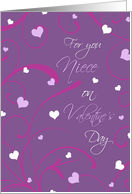 Happy Valentine’s Day for Niece - Purple Hearts & Swirls card