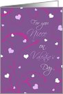 Happy Valentine’s Day for Niece - Purple Hearts & Swirls card