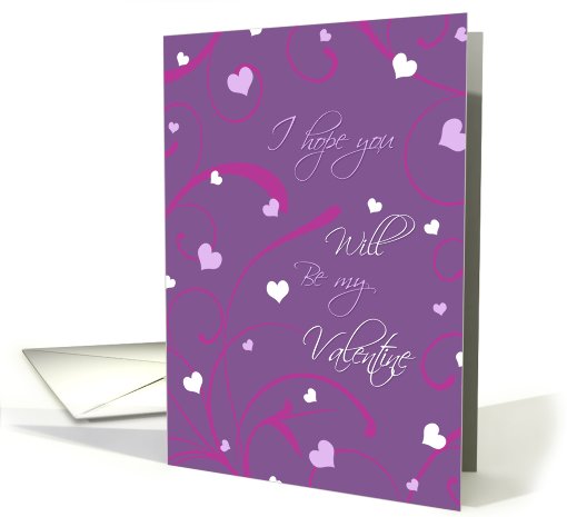 Be my Valentine - Purple Hearts & Swirls card (737127)
