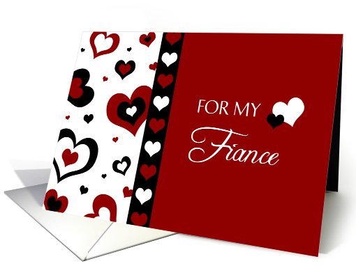 Happy Valentine's Day for Fiance - Red, Black and White Hearts card