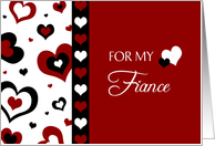 Happy Valentine’s Day for Fiance - Red, Black and White Hearts card