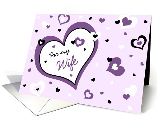 Happy Valentine's Day for Wife - Purple, Black and White Hearts card