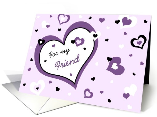 Happy Valentine's Day for Friend - Purple, Black and White Hearts card