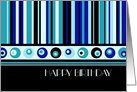 Guy Happy Birthday - Blue Stripes card