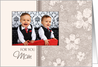Happy Birthday Mom Photo Card - Pink Floral card