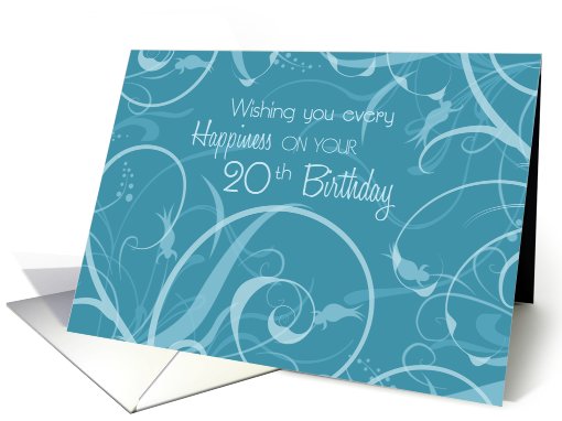Happy 20th Birthday Card - Turquoise Swirls card (743424)