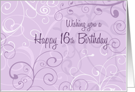 Happy 16th Birthday - Lavender Swirls card