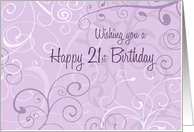 Happy 21st Birthday - Lavender Swirls card