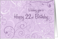 Happy 22nd Birthday - Lavender Swirls card